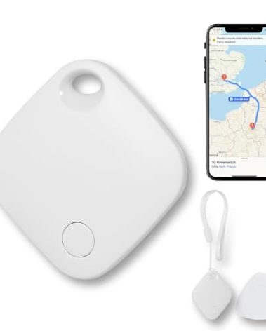 AURTEC Smart Air Tracker for Pets, Vehicles, Keys & Luggage - Compatible with Apple Find My App (iOS Only), Real-Time Global Location Tracking, Long Battery Life, Geo-Fencing, White 1 Pack