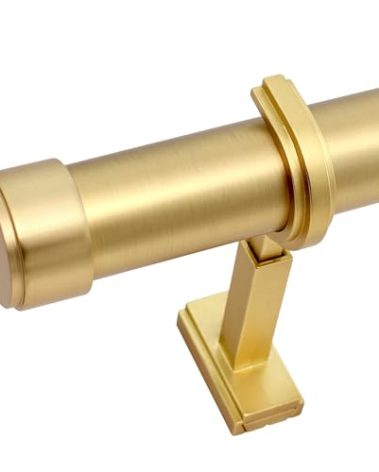 BlastHome® Non-Adjustable Luxury Curtain Rods for Windows, 1 ¼” Rod Set, 7 foot Fixed Length (Two Rods Connect for a Seamless Look), Brushed Gold