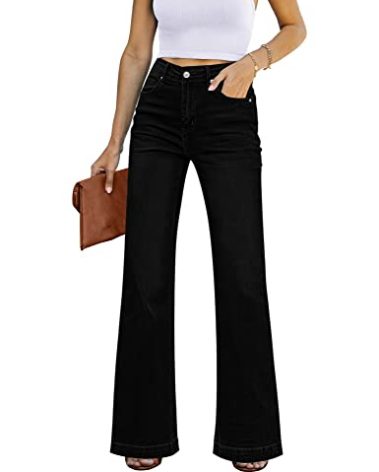 GRAPENT Women's 90s Outfit High Waisted Stretchy Bell Bottom Jeans for Women Petite Always Black Sizes 4 6