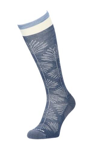 Sockwell Women's Full Floral Moderate Graduated Compression Sock Wide Calf Fit, Denim - S/M