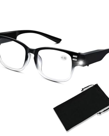 Magnifying Glasses with Light Reading Glasses Bright LED Readers with Lights Built in Glasses with Lights and Magnifier for Men Women Eyeglasses Lighted Magnifier Nighttime LED Reading Glasses+150