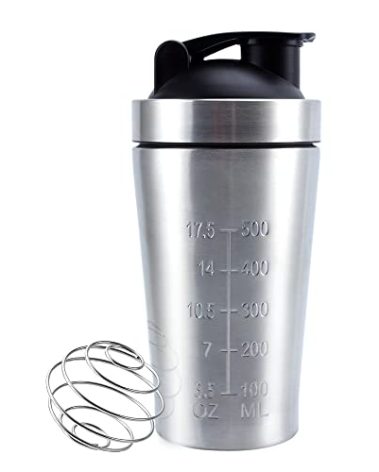 VALESKA 20-Ounce Stainless Steel Protein Shaker Bottle With Wire Whisk - BPA Free, Leak-Proof, Dishwasher Safe, Perfect for Gym Workout