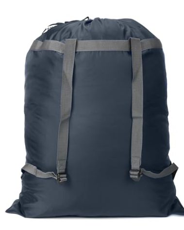 Laundry Bag Backpack, 27” x 34”Sturdy Laundry Bag with Shoulder Straps Drawstring Closure Heavy Duty Foldable Laundry Backpack for College, Travel, Laundromat, Apartment (navy)
