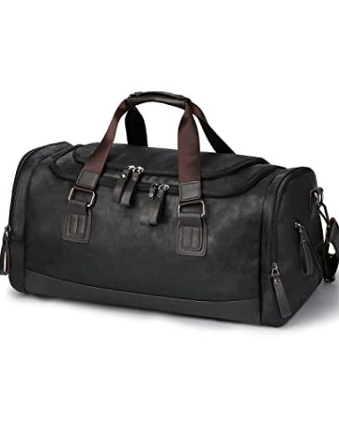 AULUDA Travel Bag,Overnight Bag in PU Leather Material,65L Large Space with Multiple Compartments for Men and Women Gym Bag Suitable for Swimming, Football Fitness and Many other Sports.