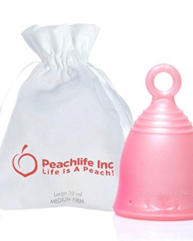 Peachlife Silicone Ring Menstrual Cup | Pull Stem Loop for Easy Removal | Reusable for up to 10 Years of Leak-Proof, Comfortable Period Protection | Large, Medium Firm Peachcup