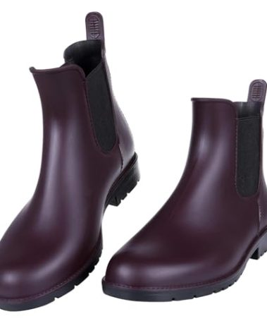 Asgard Women's Ankle Rain Boots Waterproof Chelsea Boots, Burgundy 43 (Size 12)