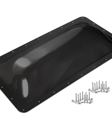 XMK 18" x 34" RV Skylight Replacement Fit 14" x 30" Skylights Openings, Camper RV Shower Skylight Cover Outer Dome for Campers Trailer Fifth Wheel Food Truck Motorhome, Impact Resistant (Black)