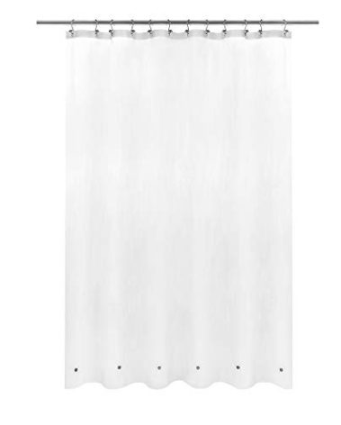 Barossa Design Long Shower Curtain Liner with 6 Magnets - 72" x 78", Waterproof PEVA Shower Liner for Bath Tub, PVC Free, Metal Grommets - Frost, 72x78