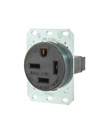 Bryant Electric 8450FR 50 Amp 250V NEMA 15-50R Flush Straight Blade Receptacle, Black