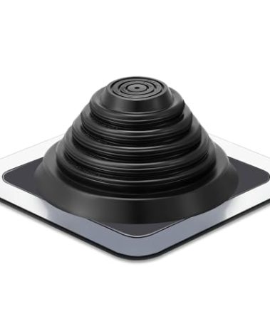 Yaocom #3 Metal Roof Vent Boot Chimney Flashing Roof Jack Pipe Vent for Pipe Diameters 1/4-5-3/4 Sleeve Square Base Epdm Stove(1 Pcs,8 Inch)