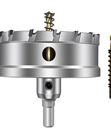 ASNOMY Tungsten Carbide Tipped Hole Saw Drill Bit for Hard Metal, 4 Inch T.C.T Hole Saw Cutter with 2pcs Titanium-Plated Pilot Drill bit for Metal, Stainless Steel, Iron, Wood, Plastic