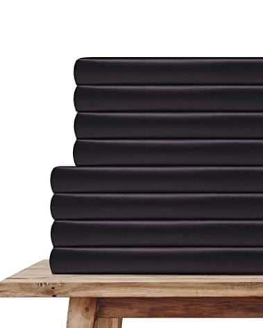 MR&HM Satin Pillowcase for Hair and Skin, Silk Satin Pillowcase 8 Pack, Queen Size Pillow Cases Set of 8, Silky Pillow Cover with Envelope Closure (20x30, Black)