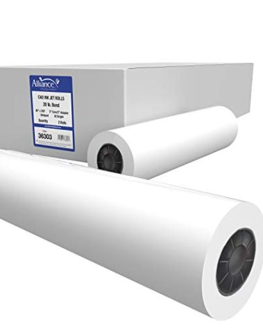 Alliance Wide Format Paper CAD Bond Rolls (20lb | 2 Rolls, 36 In x 300 Ft | 3" Core)