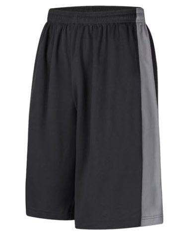 LukBerd Men's Long Athletic Shorts Black Basketball Workout Gym Shorts Below Knee Loose-Fit with Pockets M