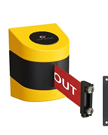 CCW Series WMB-230 Magnetic Wall Mount Retractable Belt Barrier (30 Foot Belt, Red with"Danger - Keep Out" White Letters Belt with Yellow ABS Case)