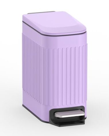 TrashAid Slim Bathroom Trash Can with Lid Soft Close, 6 Liter/1.6 Gallon Stainless Steel Small Garbage Can with Removable Inner Bucket, Step Pedal, Slim Wastebasket for Toilet, Office, Bedroom, Purple