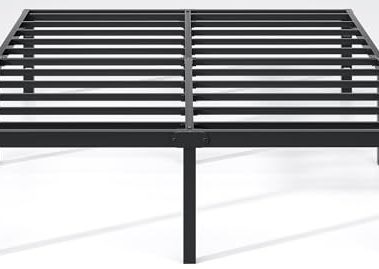 NEW JETO Metal Bed Frame,King Size Bed Frame with Storage Space,Heavy Duty Sturdy Mattress Foundation,Easy Assembly,No Box Spring Needed, Black,14 Inch,King