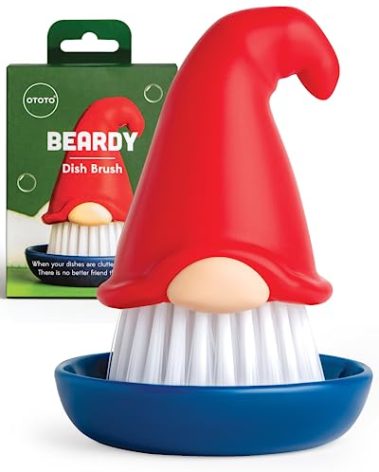 New! Beardy Gnome Dish Brush by Ototo - Dish Scrub Brush, Gnomes, Quirky Gifts, Dish Brush, Cute Kitchen Accessories, Funny Kitchen Gadgets, Vegetable Brush, Cute and Useful Gifts for Women