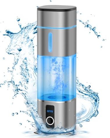 Amzany Hydrogen Water Bottle 6000-8000PPB, Portable Hydrogen Generator, Ion Water Bottle with LED Display, Suitable for Office, Travel and Daily Drinking