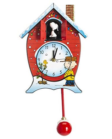 Mark Feldstein, Peanuts Christmas Linus and Lucy Song Cuckoo Clock, Red, 17 Inch
