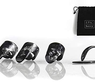 EPIC berry Thumb and Finger Picks - Large Black - Best for Fingerstyle Guitar, Banjo or Ukulele. Includes a Pouch.