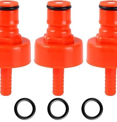 FERRODAY 3 Pack Carbonation Cap Forced Carbonation with PET Bottle 5/16 Barb CO2 Coupling to Carbonate Soda Beer Water PET Bottle Filling Carbonation Cap with No Fall Off Flat Gasket & Thick O-ring