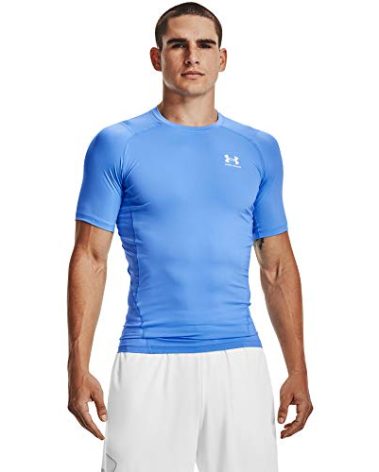 Under Armour Men's Armour HeatGear Compression Short-Sleeve T-Shirt , Carolina Blue (475)/White, Small