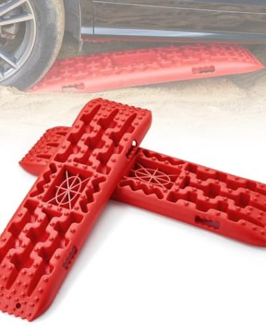 VEVOR 10 TON Traction Boards with PP Material, Recovery Boards for Off-road Vehicles/Cars/Pickups/SUVs/RVs, Pair Tire Traction Mats on Snow, Sand, Mud and Loose Terrain, Storage Bag, Long, Red