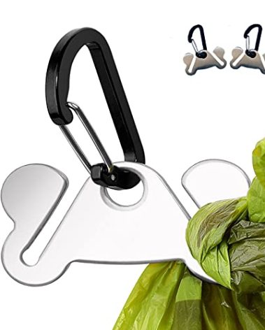 2PCS Dog Poop Bag Holder, Waste Holder for Dispenser Carrier, Hand Free Metal