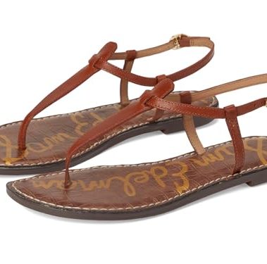 Sam Edelman Women's Gigi Flat Sandal, Kona Brown Leather, 8 Wide