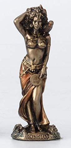 Veronese Design 3 1/2 Inch Oshun Santeria Orisha Goddess of Love, Beauty and Marriage Cast Resin Hand Painted Antique Bronze Finish Statue Home Decor