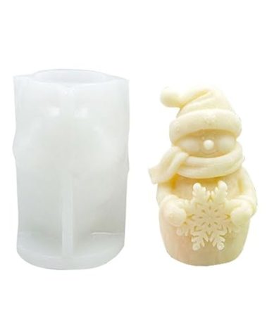 Silicone Snowman & Flower Christmas Tree Candle Mold - Aromatic Soybean Wax & Epoxy Resin Casting Gift Home