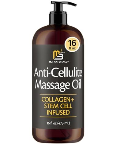 Firming Body Massage Oil with Collagen & Stem Cell – Helps Smooth The Appearance of Cellulite & Improve Skin Texture – Refreshing Aromatherapy Body Oil for Legs & Full Body – 16 Fl Oz