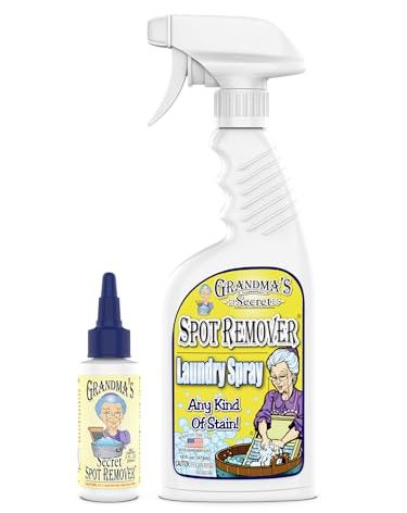 Grandma's Secret Spot Remover Laundry Spray - Chlorine, Bleach and Toxin-Free for Clothes - Fabric Stain Remover Removes Oil, Paint, Blood and Pet Stains - 16 oz & 2 oz Combo, DuoPack