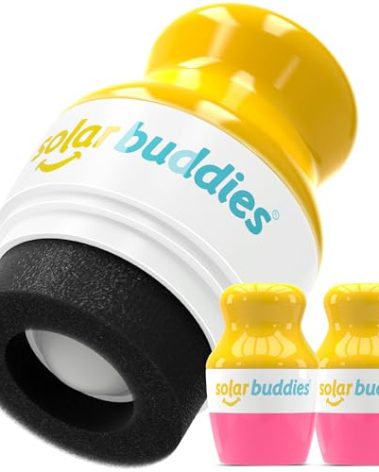 Solar Buddies Sunscreen Applicator - Pink Pack of 2 - BPA-Free Refillable Roll on Sponge Sunscreen, Suncream & Lotion Applicator For Kids, Adults & Families - Holds 3.4fl oz, Perfect Size for Travel