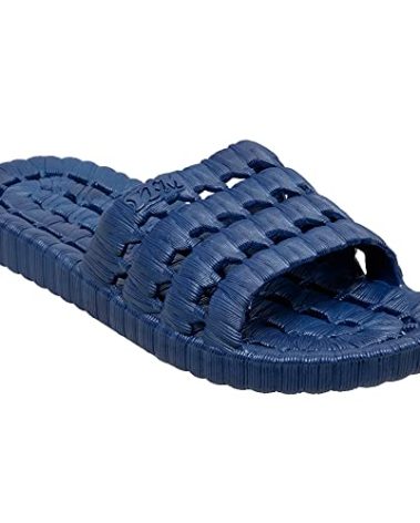 TECS Mens Quick Drying Lightweight Water Shoe for Beach, Showers, House Slipper, Outdoor and Versatile Use with Open Toe, Rubber Sole, Navy Blue