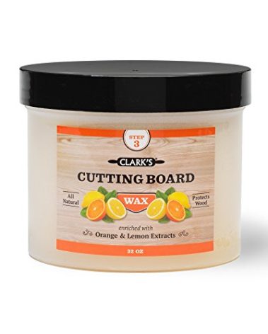 CLARK'S Cutting Board Wax - 2-in-1 Wood Butter & Food Grade Mineral Oil with Beeswax – Butcher Block Conditioner for Cutting Boards – Orange & Lemon Essential Oil Scent – Made in USA, 32oz