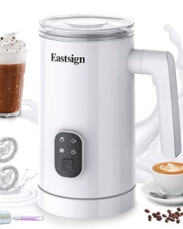 Eastsign Milk Frother, Milk Steamer for Coffee, 4 in 1 Electric Milk Frother and Steamer, Warm and Cold Foam Maker, Hot Chocolate Maker, Milk Warmer, 12oz/350ml Frother for Latte, Cappuccino, Matcha
