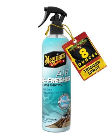 Meguiar's Air Re-Fresher Odor Fighting Spray, New Car Scent,Convenient Air Freshener that Instantly Fights Odors and Leaves Behind a Long-Lasting New Car Scent, 8 Oz Trigger Spray