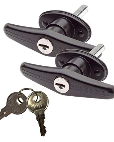 Gordon Glass® Bauer Products (T-311 Black Sets) Blind Mount Locking T-Handle, (Pack of 2) | Keyed with Key K-127