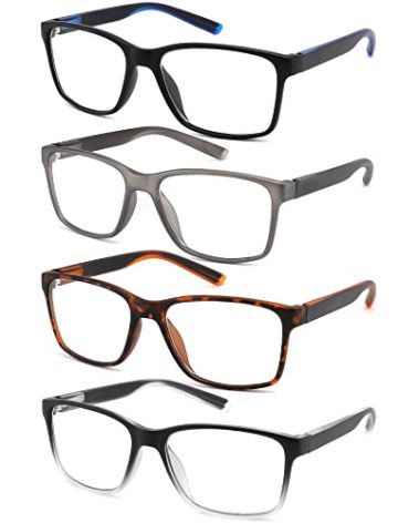 Blue Light Blocking Reading Glasses for Men 4-Pack Stylish Computer Readers with Spring Hinges,Anti Glare/Eye Strain Filter UV Ray Lightweight Reader Eyeglasses,+2.25 Magnification Strength