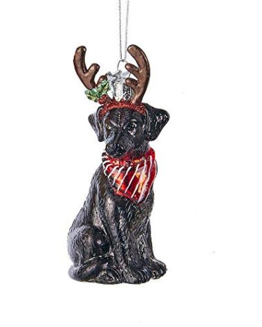 Noble Gems™ Black Labrador Retriever Glass Ornament for Christmas