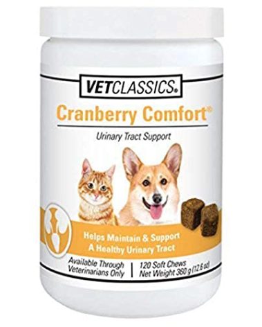 Vet Classics Cranberry Comfort Urinary Tract Pet Supplement for Dogs, Cats – Maintains Dog Bladder Health, Cat Bladder Control – Pet Supplements for Incontinence – 120 Soft Chews