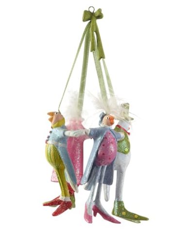 MACKENZIE-CHILDS Patience Brewster 12 Days Christmas Ornament, Decorative Hanging Ornament for Christmas Tree, 4 Calling Birds