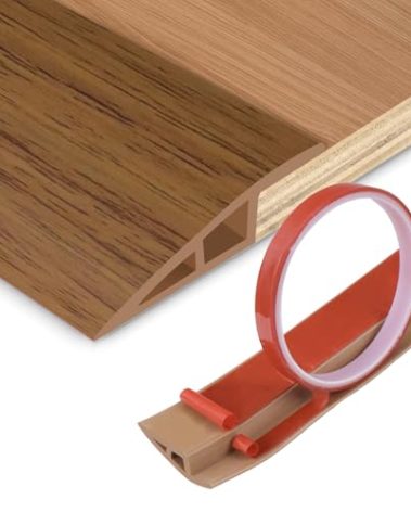 Floor Transition Strip Vinyl Door Threshold Ramp Self Adhesive Carpet Edging Strip Doorway Edge Trim, Overlap Edge Reducer for Laminate Carpet, Floor, Tile (Orange Oak, 2/5" to 3/5", 6.6Ft)