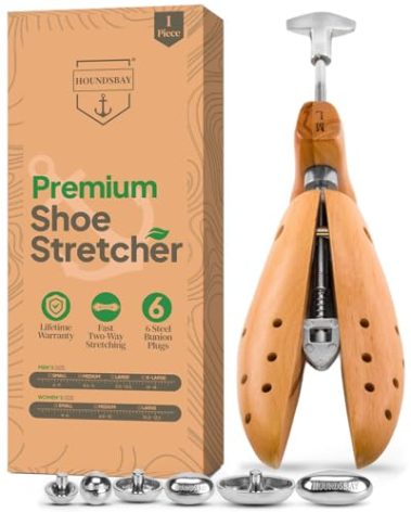 HOUNDSBAY Shoe Stretcher, Bulldog Premium Professional 2-way Wooden Shoe Stretcher for Men, Shoe Widener & Stretcher for Men with Wide Feet