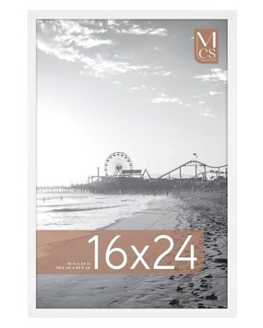 MCS Foundation 16x24 Poster Frame Traditional White, Vertical & Horizontal Wall Hanging Large Picture Frame for Photos, Posters & Art Prints (1-Pack)