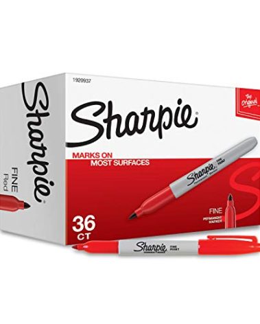 Sharpie Permanent Markers, Fine Tip, Red, 36 Count - Marks on Paper, Plastic, Metal, Wood, Perfect for Drawing, Coloring, Posters, Home, Office Supplies