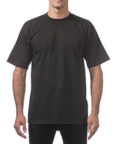 Pro Club Men's Heavyweight Cotton Short Sleeve Crew Neck T-Shirt, Black, Large