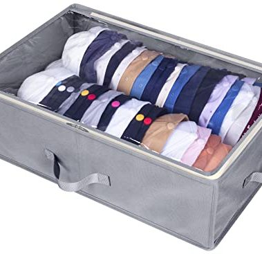 AOODA Large Hat Storage Box for Baseball Caps, Holds Up to 50 Caps Wide Hat Organizer for Closet with Cardboard, Under Bed Snapback Holder, Grey